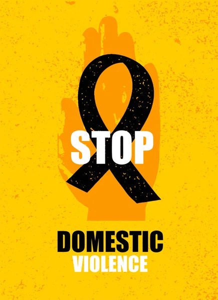 Banner de arte pop violencia doméstica sobre fondo amarillo — Vector de stock