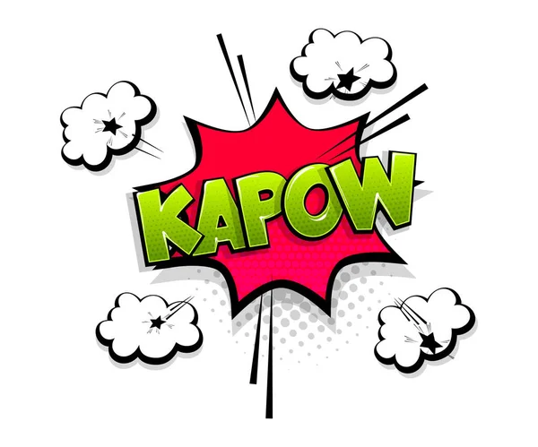 Comic κείμενο kapow ομιλία φούσκα ποπ τέχνη στυλ — Διανυσματικό Αρχείο