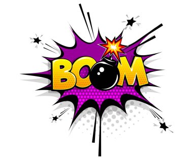 Comic text boom bomba konuşma balonu pop sanat tarzı