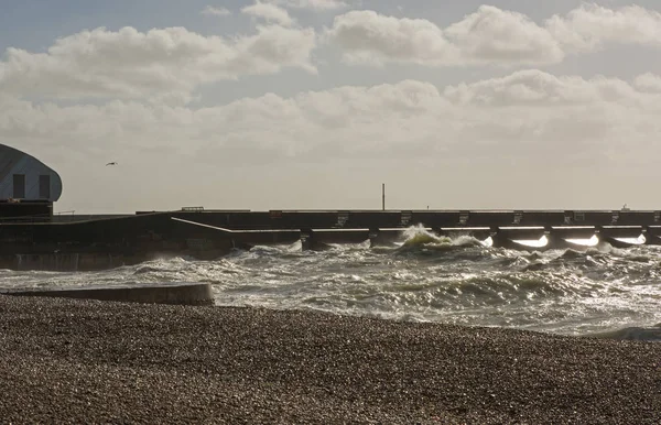 Stormy sea at Brighton Marina, England — Stock Photo, Image