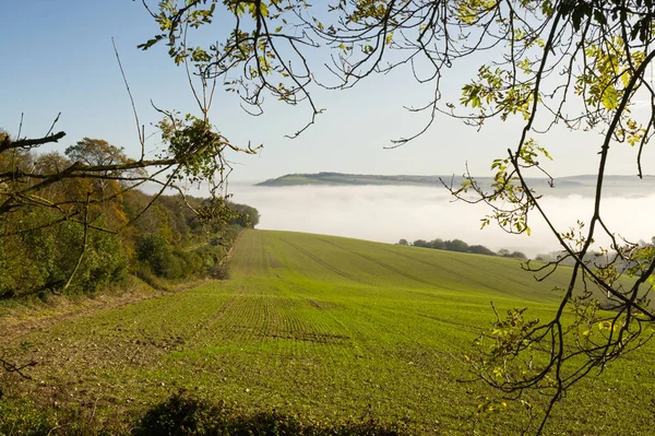 Misty countryside at Arundel, Sussex, England — Stock Photo, Image