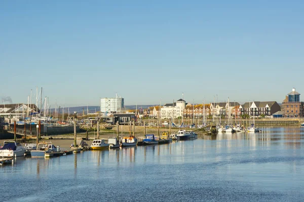 River Arun Moored Boats Littlehampton West Sussex England — Stock Photo, Image