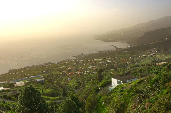 Uitzicht Santa Cruz Atlantische Oceaan Vanaf Heuvel Boven Palma Canarische — Stockfoto
