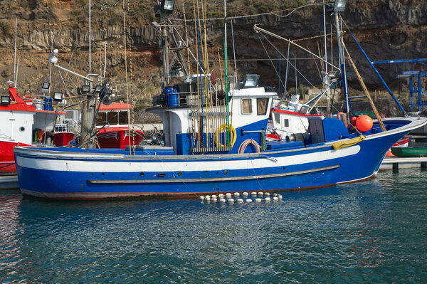 Fishing boats in harbour at Tazacorte in La Palma, Canary Islands