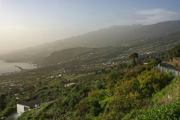 Uitzicht Santa Cruz Atlantische Oceaan Vanaf Heuvel Boven Palma Canarische — Stockfoto