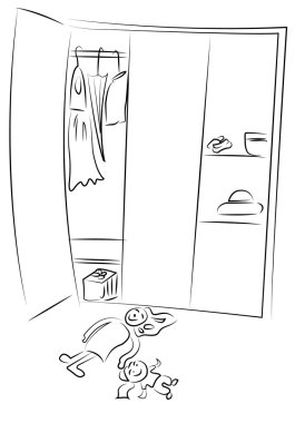 Çocuk gardrobe, çizim vektör