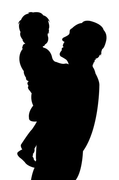 Father and daughter together, silhouette vector — Stock Vector