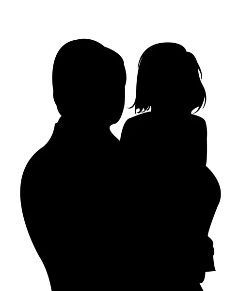 Father and daughter together, silhouette vector — Stock Vector