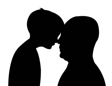 father and son , silhouette vector clipart