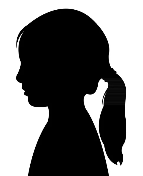 Una cabeza de niña color negro silueta vector — Archivo Imágenes Vectoriales