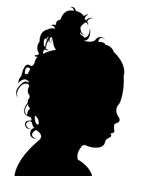 Une fille tête noir couleur silhouette vecteur — Image vectorielle