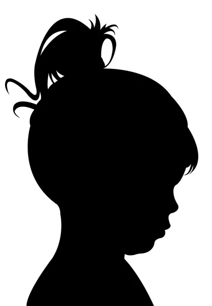 Uma cabeça de menina vetor silhueta cor preta —  Vetores de Stock