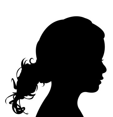 bir kız baş siyah renk siluet vektör