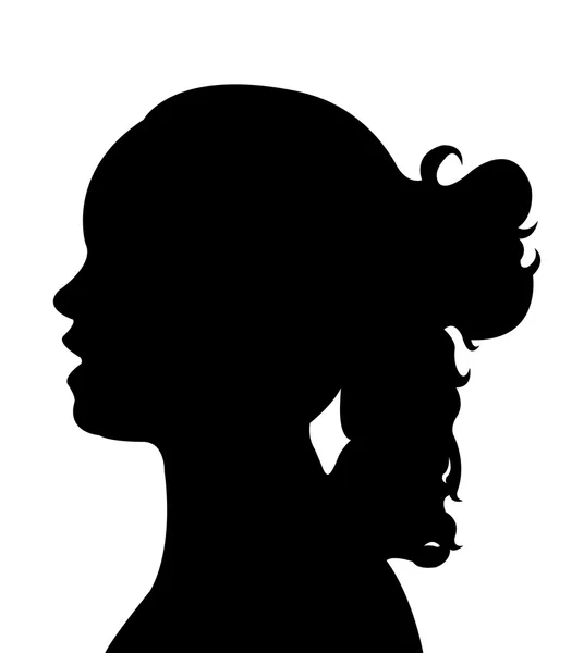 Uma cabeça de menina vetor silhueta cor preta — Vetor de Stock