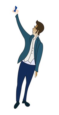 selfie fotoğraf, karikatür vektör çekici adam
