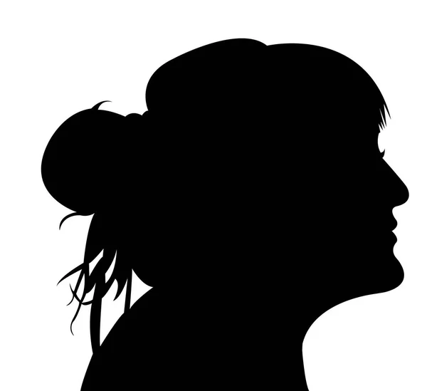 Bir kadın baş siluet vektörü — Stok Vektör