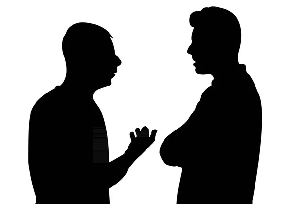 Erkekler konuşurken siluet vektör — Stok Vektör