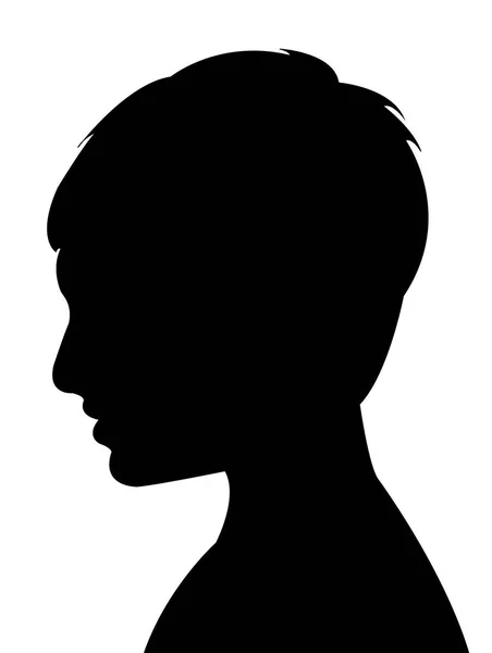 Mladý chlapec hlavy silueta vektor — Stockový vektor