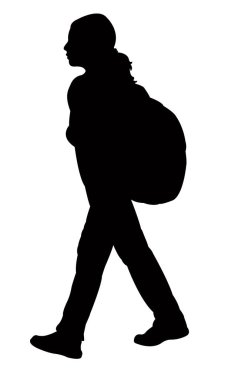 Öğrenci kız siluet vektör