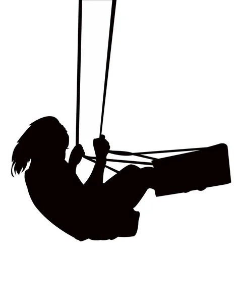 Een meisje swingende silhouet vector — Stockvector