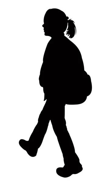 Een student meisje silhouet vector — Stockvector