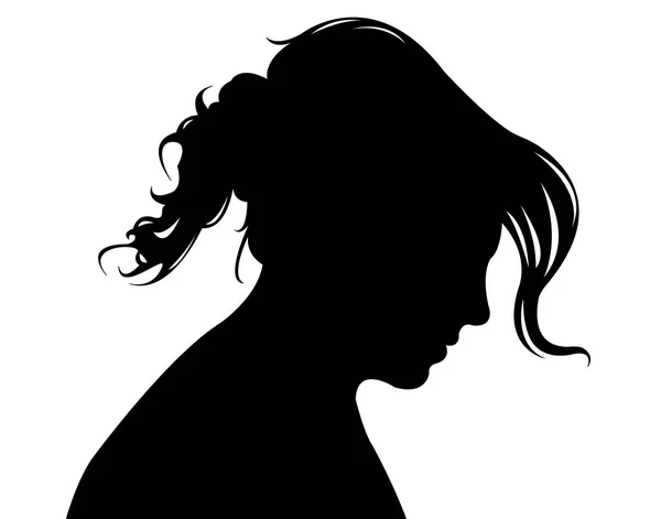 Bir kadın baş siluet vektörü — Stok Vektör