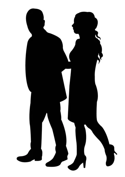 Couple ensemble, vecteur silhouette — Image vectorielle