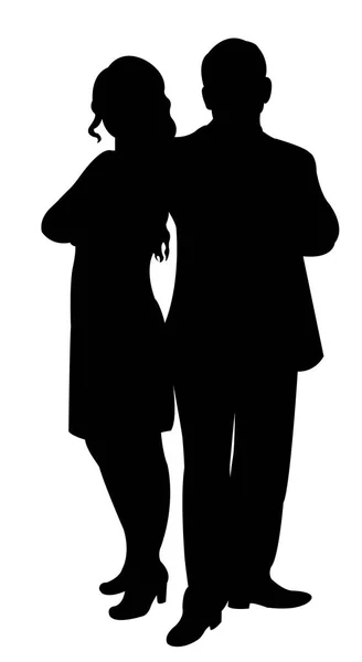 Couple ensemble, vecteur silhouette — Image vectorielle