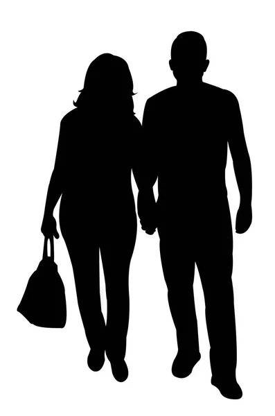 Couple ensemble, vecteur silhouette — Image vectorielle