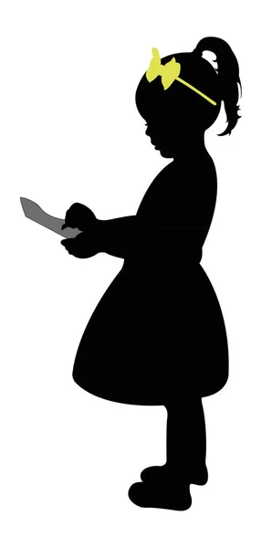 Scrittura ragazza, vettore silhouette — Vettoriale Stock