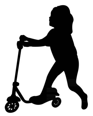 Kız kaykay, siluet vektör üzerinde