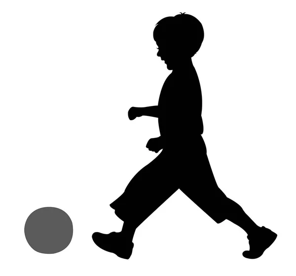 Een jongen spelen silhouet vector — Stockvector