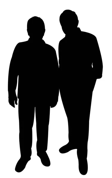 Két férfi együtt silhouette vektor — Stock Vector