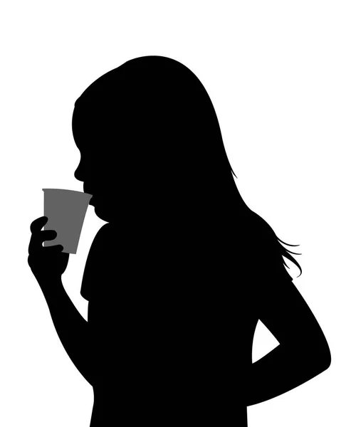 Susuz kız içme suyu, siluet vektör — Stok Vektör