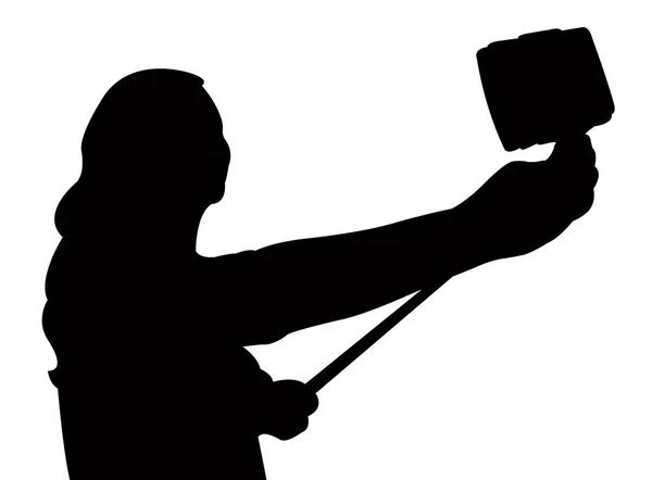 Prendre selfie silhouette vecteur — Image vectorielle