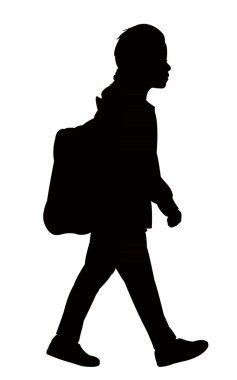 bir öğrenci okula, siluet vektör