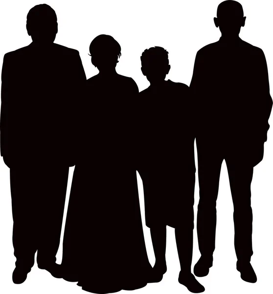 Familienporträt, Körper-Silhouetten-Vektor — Stockvektor