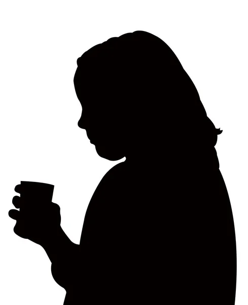 A child drinking water, silhouette vector — Stock Vector