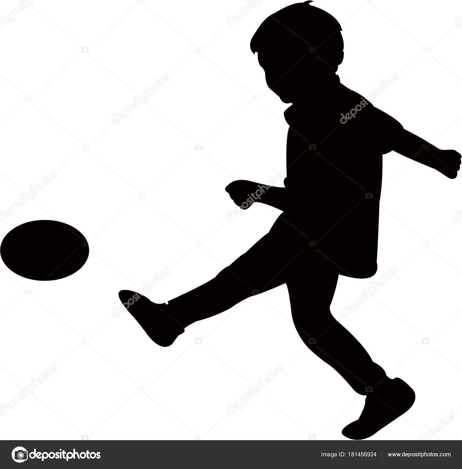 Download Boy Playing Football Silhouette Vector — Stock Vector © Dr ...