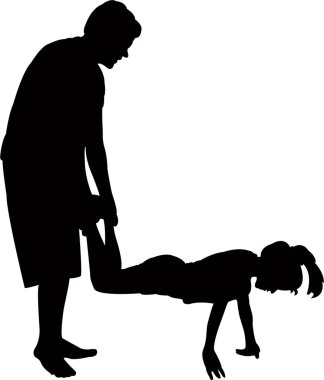 Çocuklar oynarken, siluet vcetor