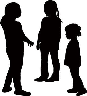 Çocuklar konuşuyor, siluet vektörü