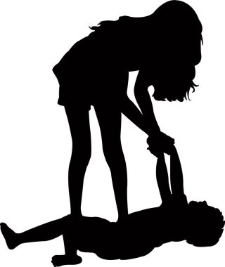 birlikte, siluet oynayan çocuklar vektör