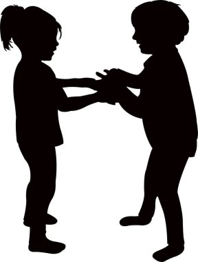 çocuklar sohbet, siluet vektör yapma