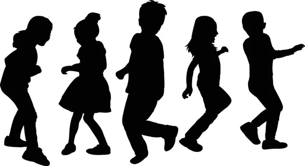 Enfants Jouant Silhouette Vcetor — Image vectorielle