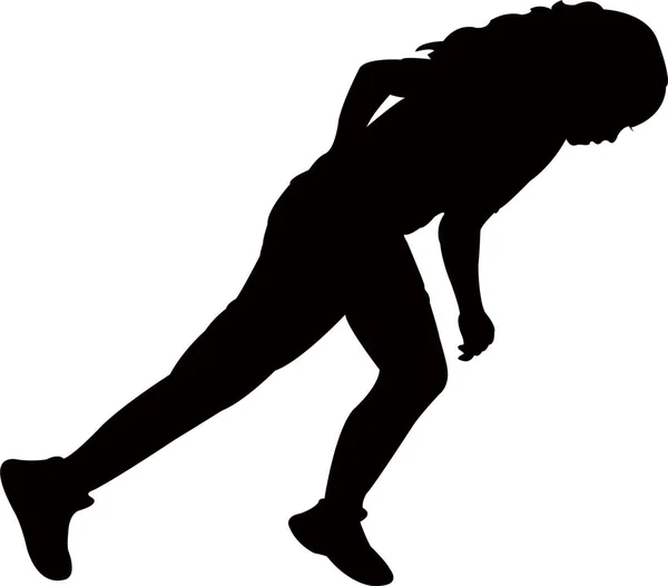 Een Runner Meisje Silhouet Vector — Stockvector