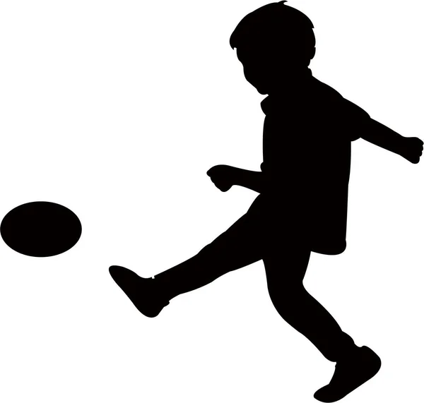 Niño Jugando Fútbol Silueta Vector — Vector de stock