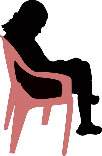 Siluet Vektör Sandalyede Oturan Bir Çocuk — Stok Vektör