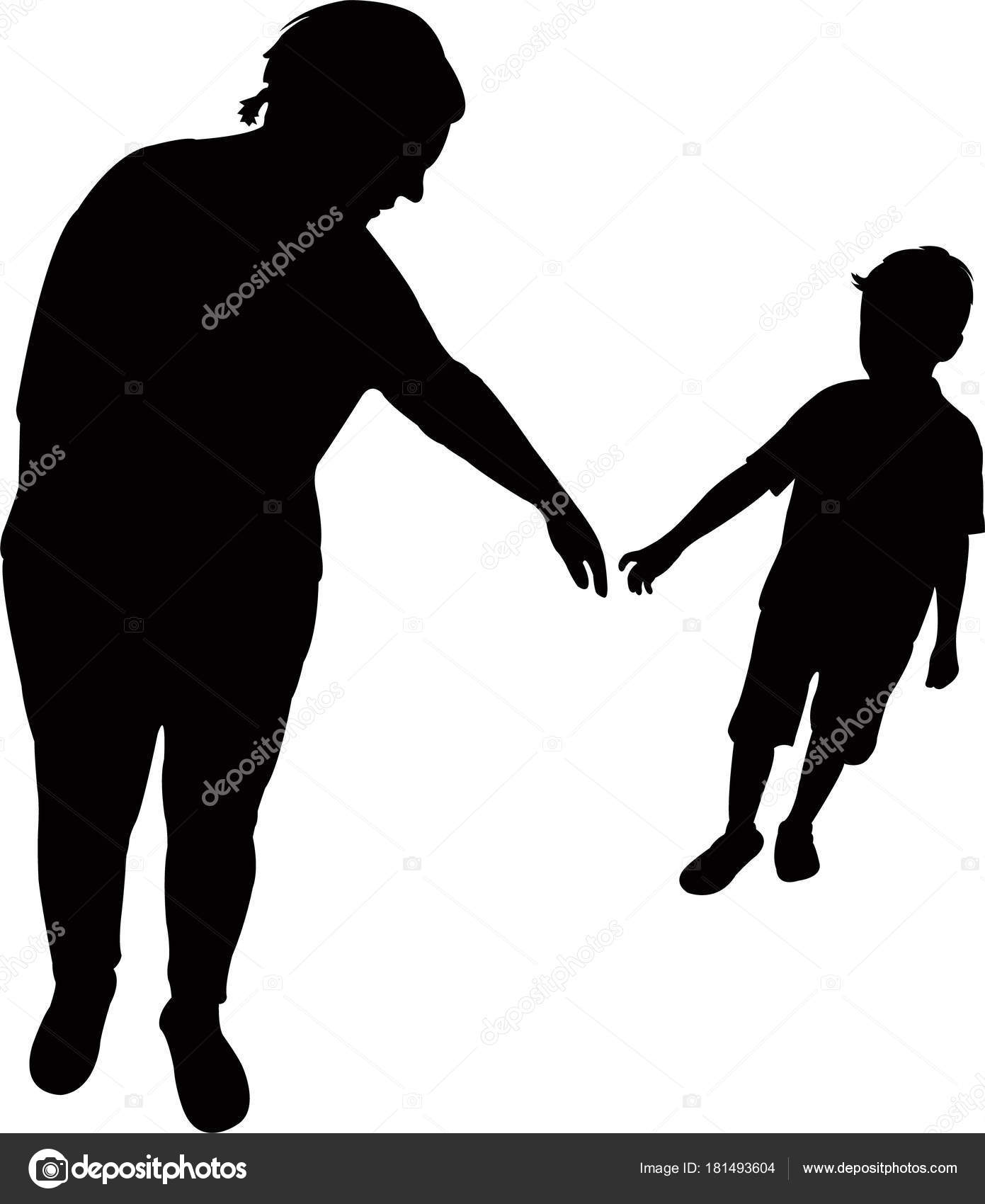 Download Mom Son Hand Hand Silhouette Vector — Stock Vector © Dr ...
