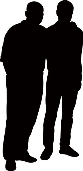 мужчины вместе, вектор силуэта
