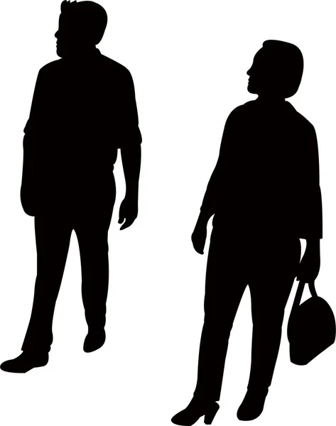 Couple Walking Silhouette Vector — Stock Vector